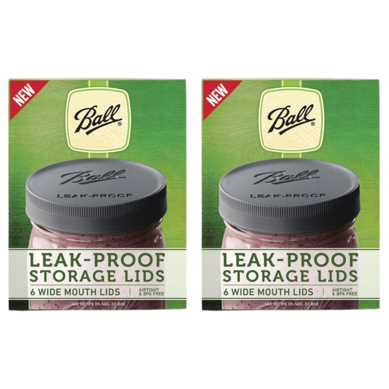 Ball Leak-Proof Plastic Lids for Glass Mason Jars, Used for Canning, Pickling, Juice, Jam, Jelly (Wide, 6 Count (Pack of 2)) - Image 1